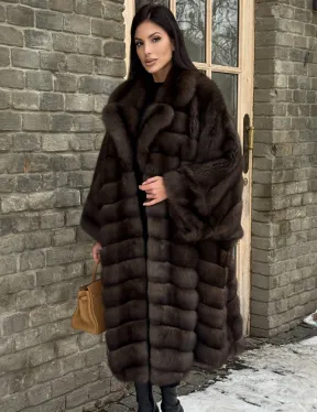 Роскошное манто из меха баргузинского соболя (седина 1)  летучая мышь