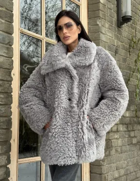 Короткая шубка - дублёнка из овчины
