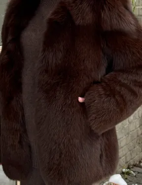Шуба из меха песца цельные пластины Brown