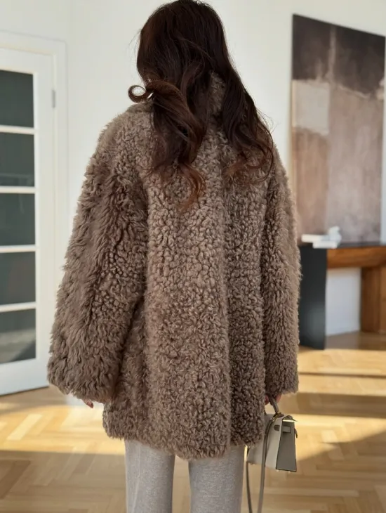 Двусторонняя шуба - дублёнка из меха испанского тиградо