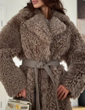 Двусторонняя шуба - дублёнка из меха испанского тиградо