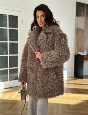 Двусторонняя шуба - дублёнка из меха испанского тиградо