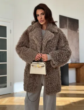 Двусторонняя шуба - дублёнка из меха испанского тиградо