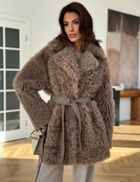 Двусторонняя шуба - дублёнка из меха испанского тиградо