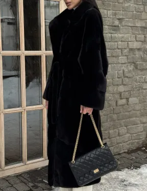 Шуба кимоно из норки Blackglama с английским воротником