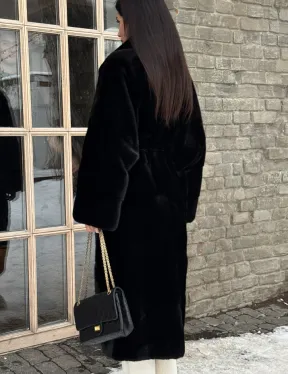 Шуба кимоно из норки Blackglama с английским воротником