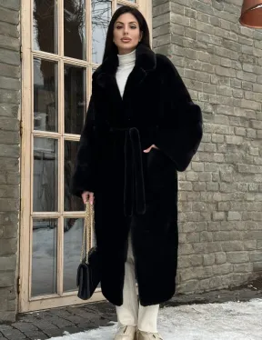 Шуба кимоно из норки Blackglama с английским воротником