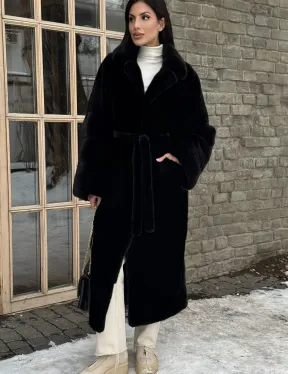 Шуба кимоно из норки Blackglama с английским воротником