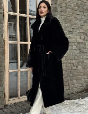 Шуба кимоно из норки Blackglama с английским воротником