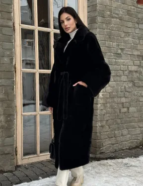 Шуба кимоно из норки Blackglama с английским воротником