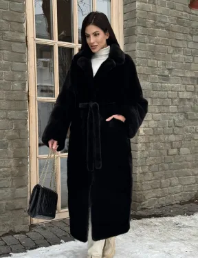 Шуба кимоно из норки Blackglama с английским воротником