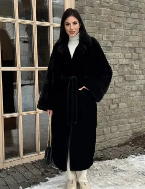 Шуба кимоно из норки Blackglama с английским воротником