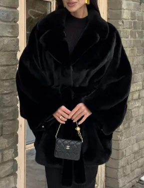 Шуба норковая летучая мышь из аукционной норки - английский воротник