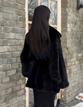 Шуба норковая летучая мышь из аукционной норки - английский воротник