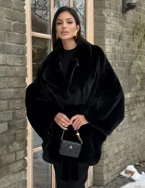 Шуба норковая летучая мышь из аукционной норки - английский воротник