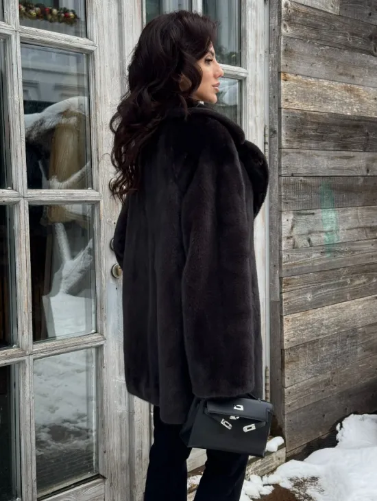 Шикарный полушубок из норки Kopenhagen Fur с английским воротником