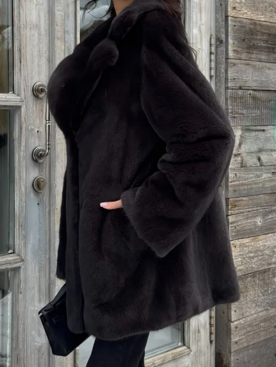 Шикарный полушубок из норки Kopenhagen Fur с английским воротником