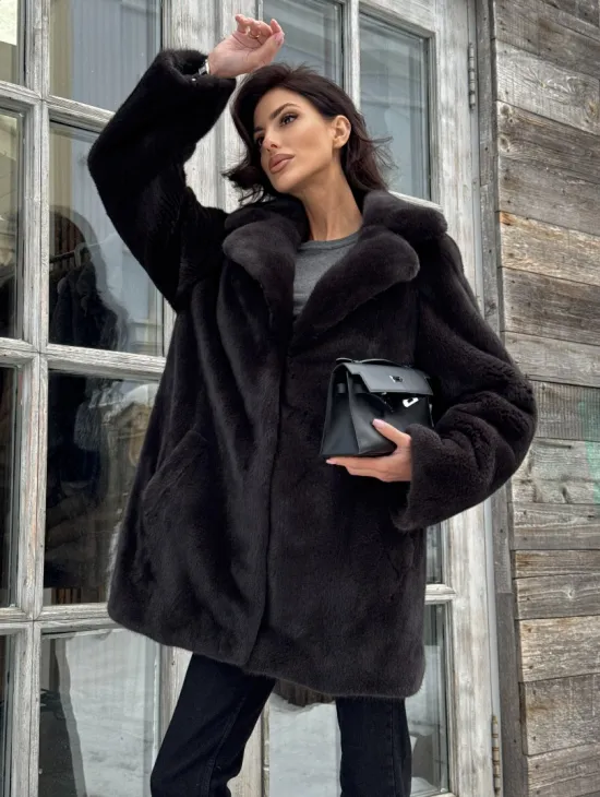Шикарный полушубок из норки Kopenhagen Fur с английским воротником