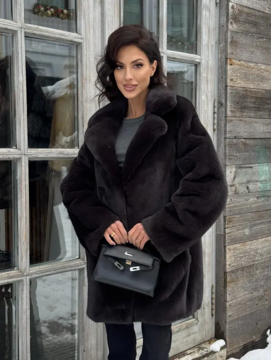 Шикарный полушубок из норки Kopenhagen Fur с английским воротником