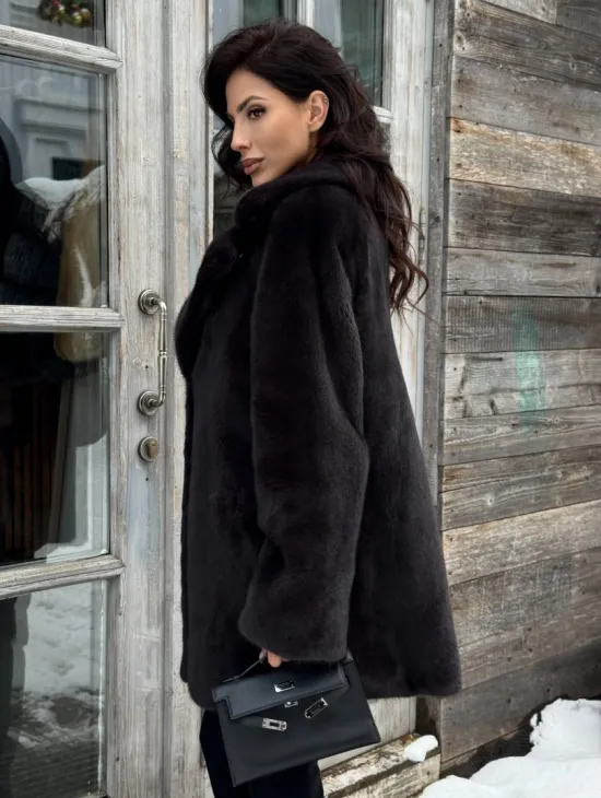 Шикарный полушубок из норки Kopenhagen Fur с английским воротником