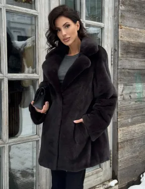 Шикарный полушубок из норки Kopenhagen Fur с английским воротником