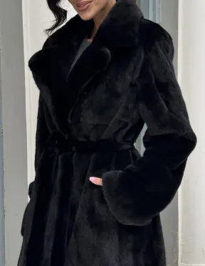 Классическая шуба из норки Blackglama с английским воротником и боковыми шлицами