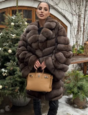 Шуба из соболя баргузинского с английски воротником SILVER 1-2