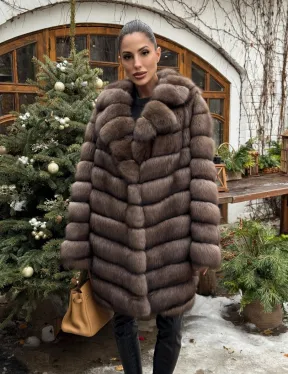 Шуба из соболя баргузинского с английски воротником SILVER 1-2