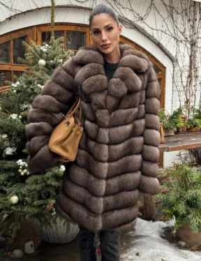 Шуба из соболя баргузинского с английски воротником SILVER 1-2