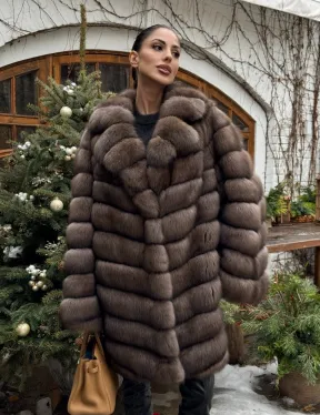 Шуба из соболя баргузинского с английски воротником SILVER 1-2