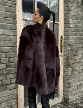 Двухсторонняя женская дубленка из итальянской тосканы Brown