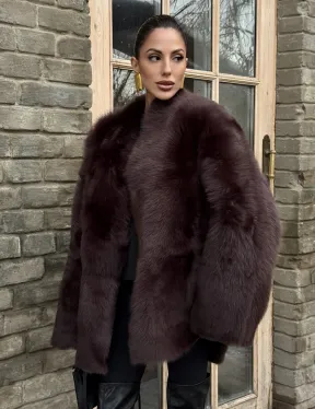 Двухсторонняя женская дубленка из итальянской тосканы Brown