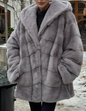 Полушубок норковый с капюшоном