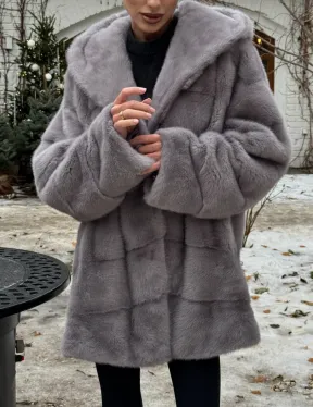 Полушубок норковый с капюшоном