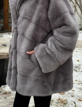 Полушубок норковый с капюшоном