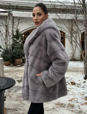 Полушубок норковый с капюшоном