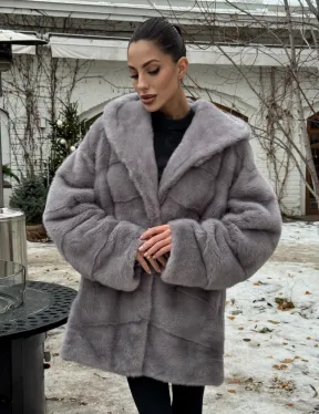 Полушубок норковый с капюшоном