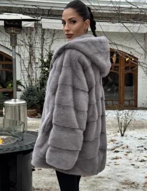 Полушубок норковый с капюшоном