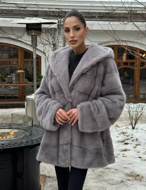 Полушубок норковый с капюшоном