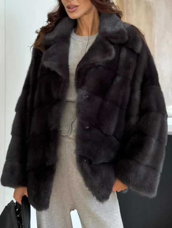 Полушубок норковый автоледи с английским воротником
