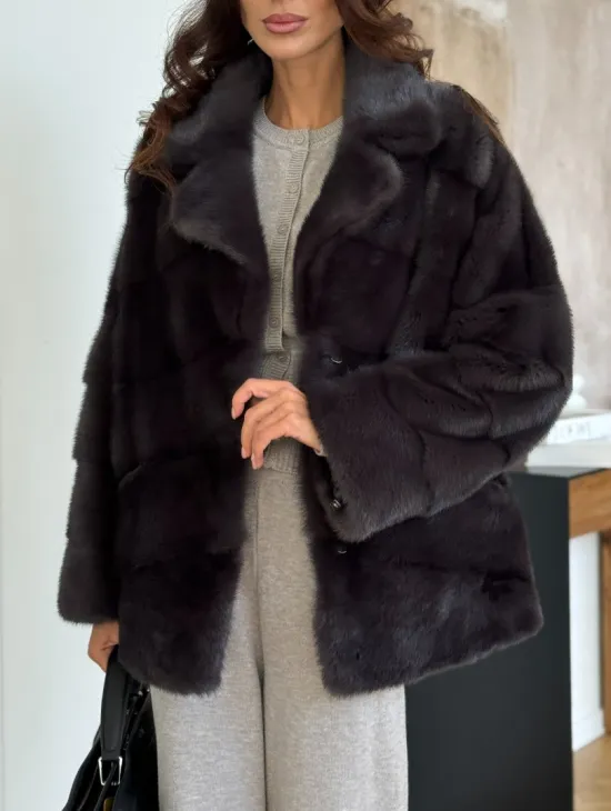 Полушубок норковый автоледи с английским воротником