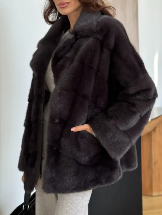 Полушубок норковый автоледи с английским воротником