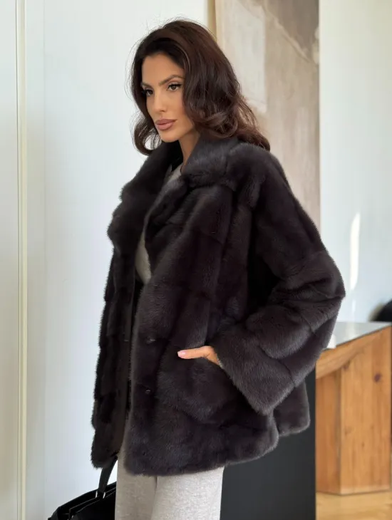 Полушубок норковый автоледи с английским воротником