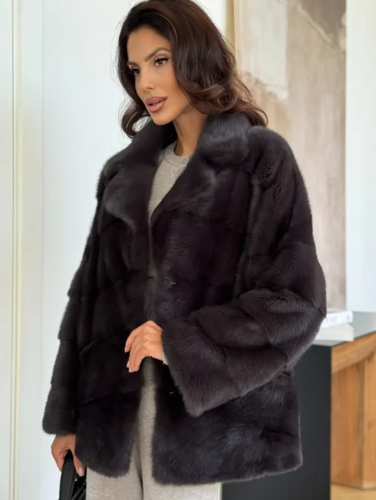 Полушубок норковый автоледи с английским воротником