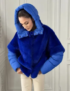 Женский пуховик - жилет норковый трансформер Electric Blue