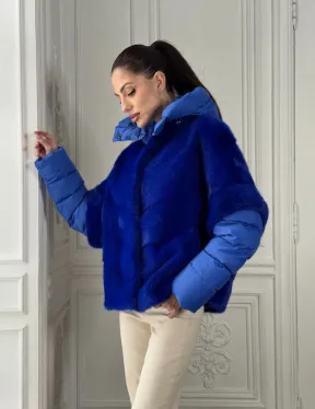 Женский пуховик - жилет норковый трансформер Electric Blue