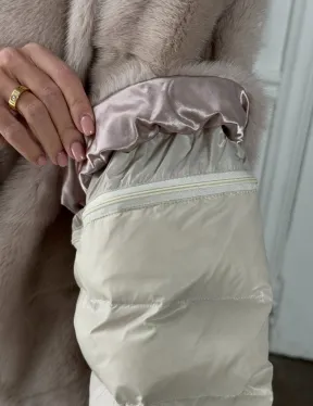 Норковый женский полушубок-жилет 2в1 в цвете «Нюд»