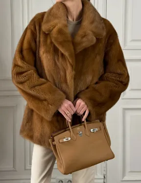Полушубок норковый Vintage Dark Gold с английским воротником