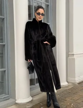 Натуральная коричневая норковая шуба в аукционном мехе SAGA FURS