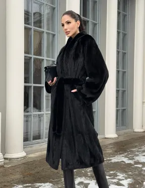 Натуральная женская норковая шуба из аукционного меха норки Blackglama